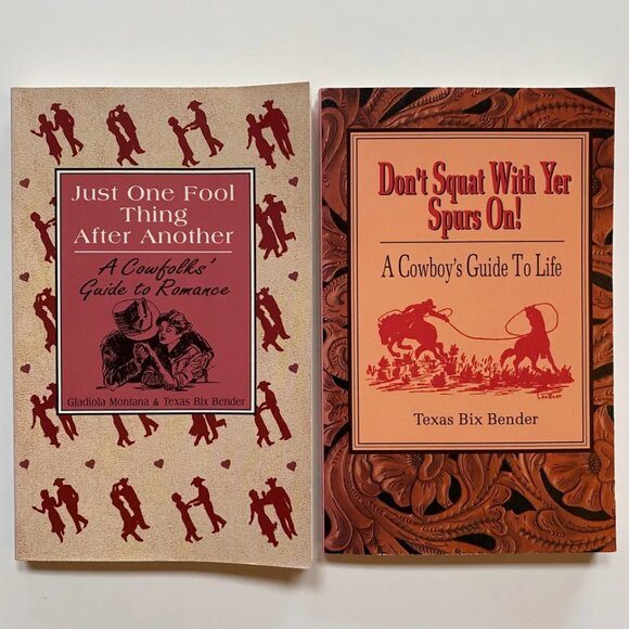 Cowboy Guide Books 1990s Texas Bix Bender & Gladiola Montana Vintage Softcovers - Picture 1 of 5